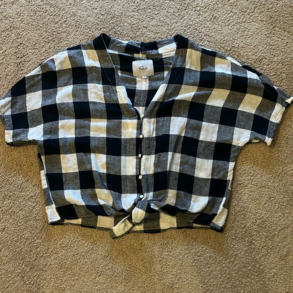 Rails Black Buffalo Check Crop Top Size Small - image 1